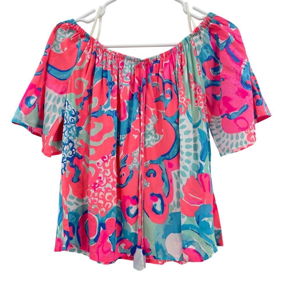 Lilly Pulitzer Women's Sain Top, Over The Shoulder, NWT,‎ Sz. S, Beach Tropical